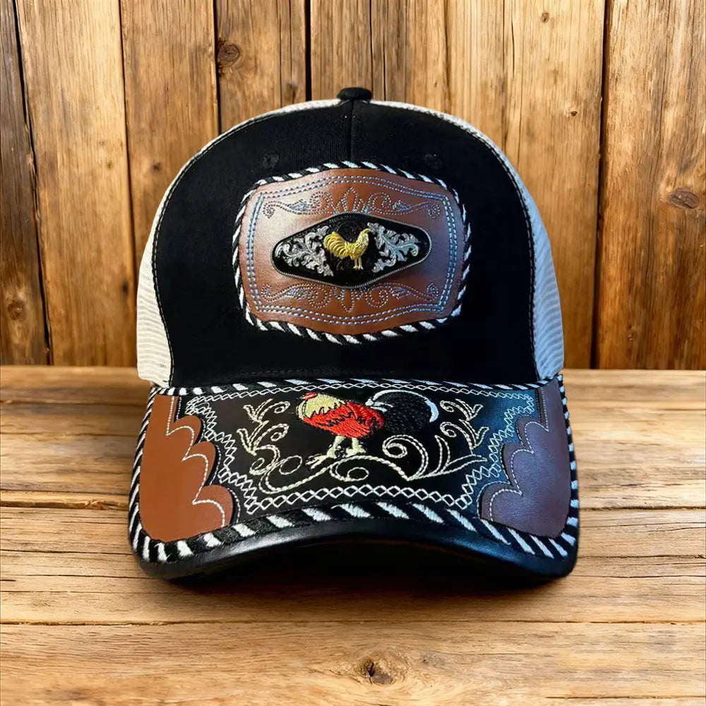 Western Trucker Hat für Herren Damen Vintage Cowboy Country Hüte mit Hufeisen-Stickerei & Snapback Passform für Western-Outfit