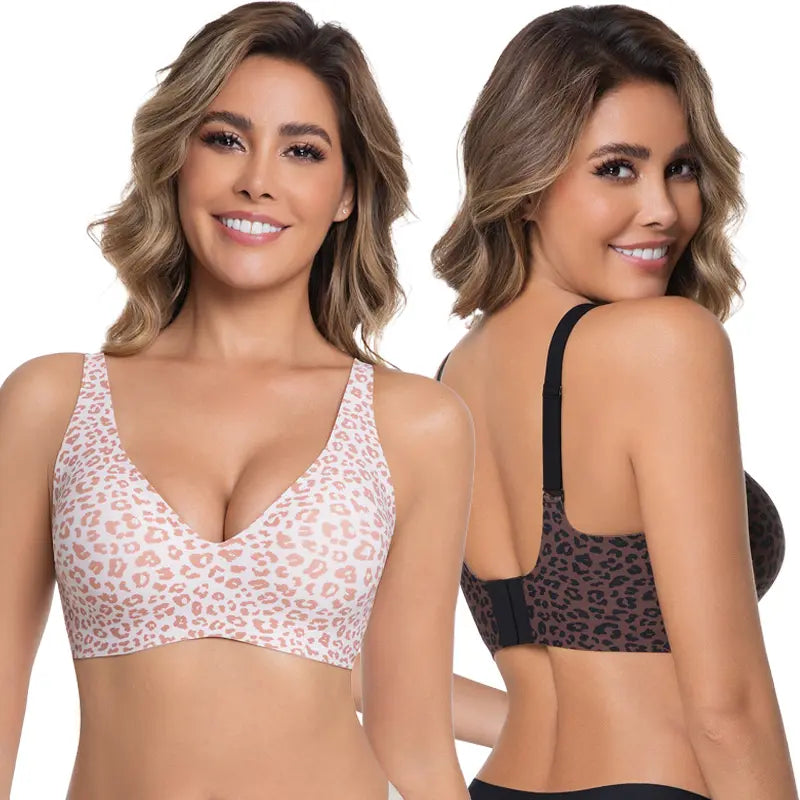 VRCOM Jelly Wireless Womens Comfortable Wireless Bras Push Up Bralettes Seamless Tshirts Bras Deep V Everyday Bras