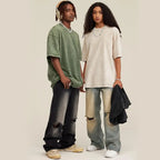 MoonYi 3 Pack Women's Oversized T Shirts Acid Wash Cotton Crew Neck Half Short Sleeve Summer Unisex Tees Casual Loose Fit Solid Streetwear Comfortable Tops Basic Womenswear Plain Tshirt