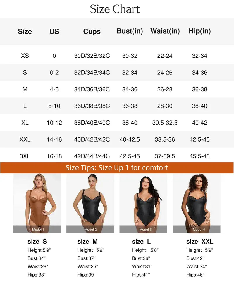 【Runs Small】Popilush Basic Faux Leather Corset Top Supportive Shapewear Bodysuit Lingerie Lace Trim Tummy Control Bustier Sleeveless Womenswear Summervibe