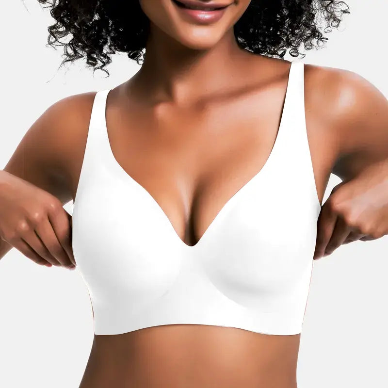 VRCOM Jelly Wireless Womens Comfortable Wireless Bras Push Up Bralettes Seamless Tshirts Bras Deep V Everyday Bras