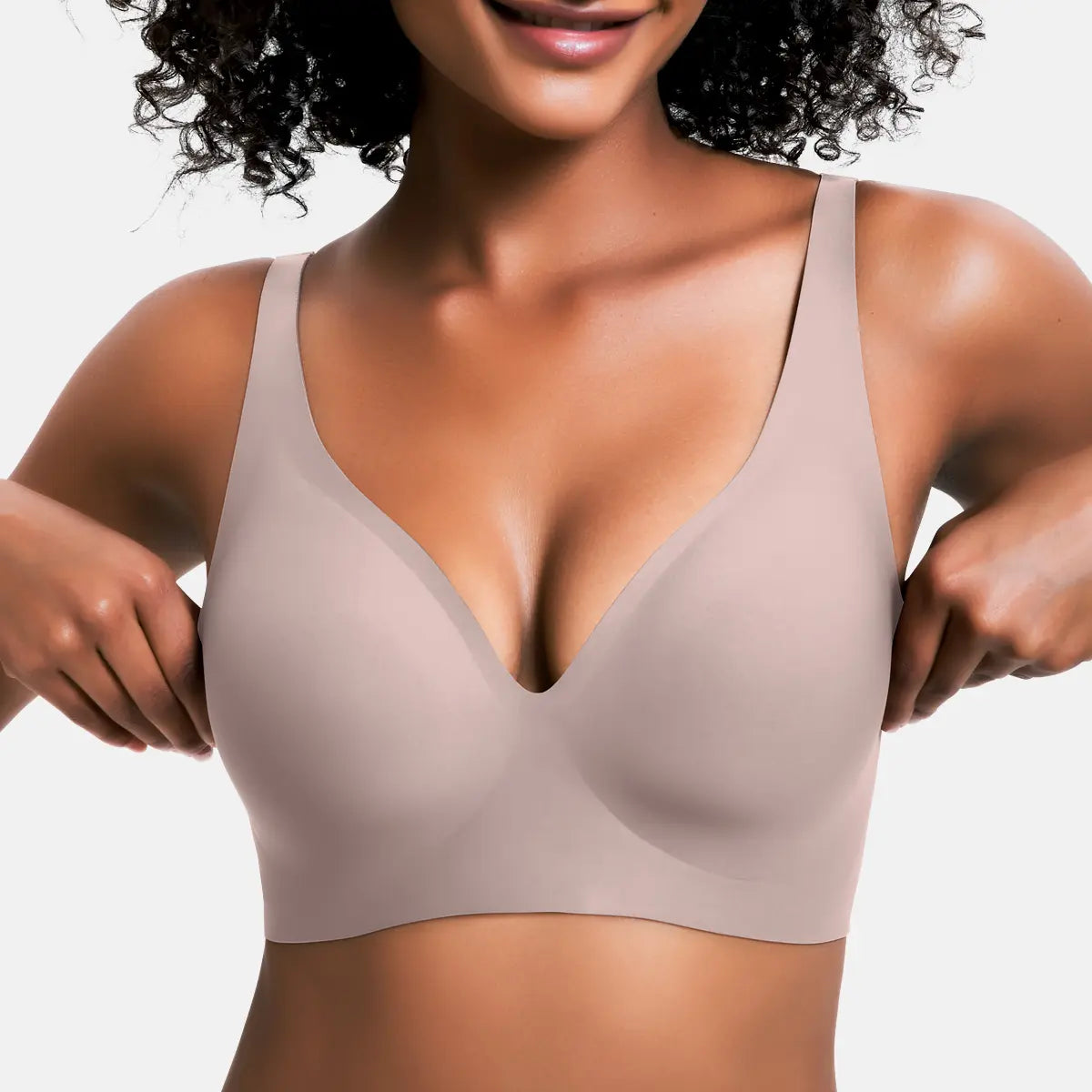 VRCOM Jelly Wireless Womens Comfortable Wireless Bras Push Up Bralettes Seamless Tshirts Bras Deep V Everyday Bras