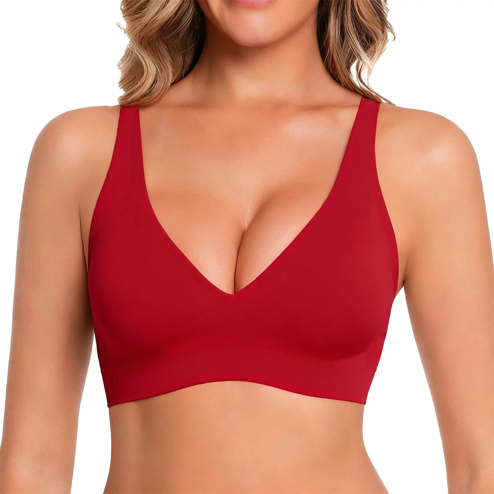 VRCOM Jelly Wireless Womens Comfortable Wireless Bras Push Up Bralettes Seamless Tshirts Bras Deep V Everyday Bras