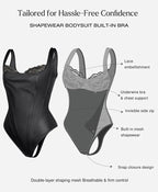 【Runs Small】Popilush Basic Faux Leather Corset Top Supportive Shapewear Bodysuit Lingerie Lace Trim Tummy Control Bustier Sleeveless Womenswear Summervibe