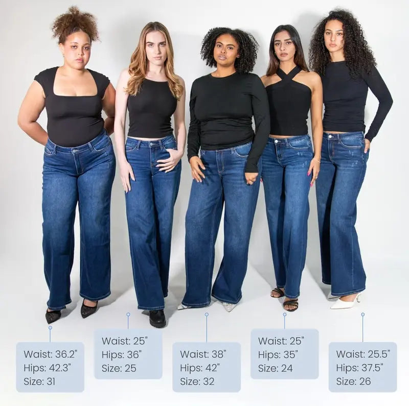 Magic SOONE Mid-low Rise Baggy Jeans Stretchy Wide Leg for Women Distressed Pants Womenswear Bottom 8001 Lady Basic Minimalist Comfortable Denim Tummy Control Curve Hugging Plus Size Regular Size BBL Spring Fashion Daily Outfits