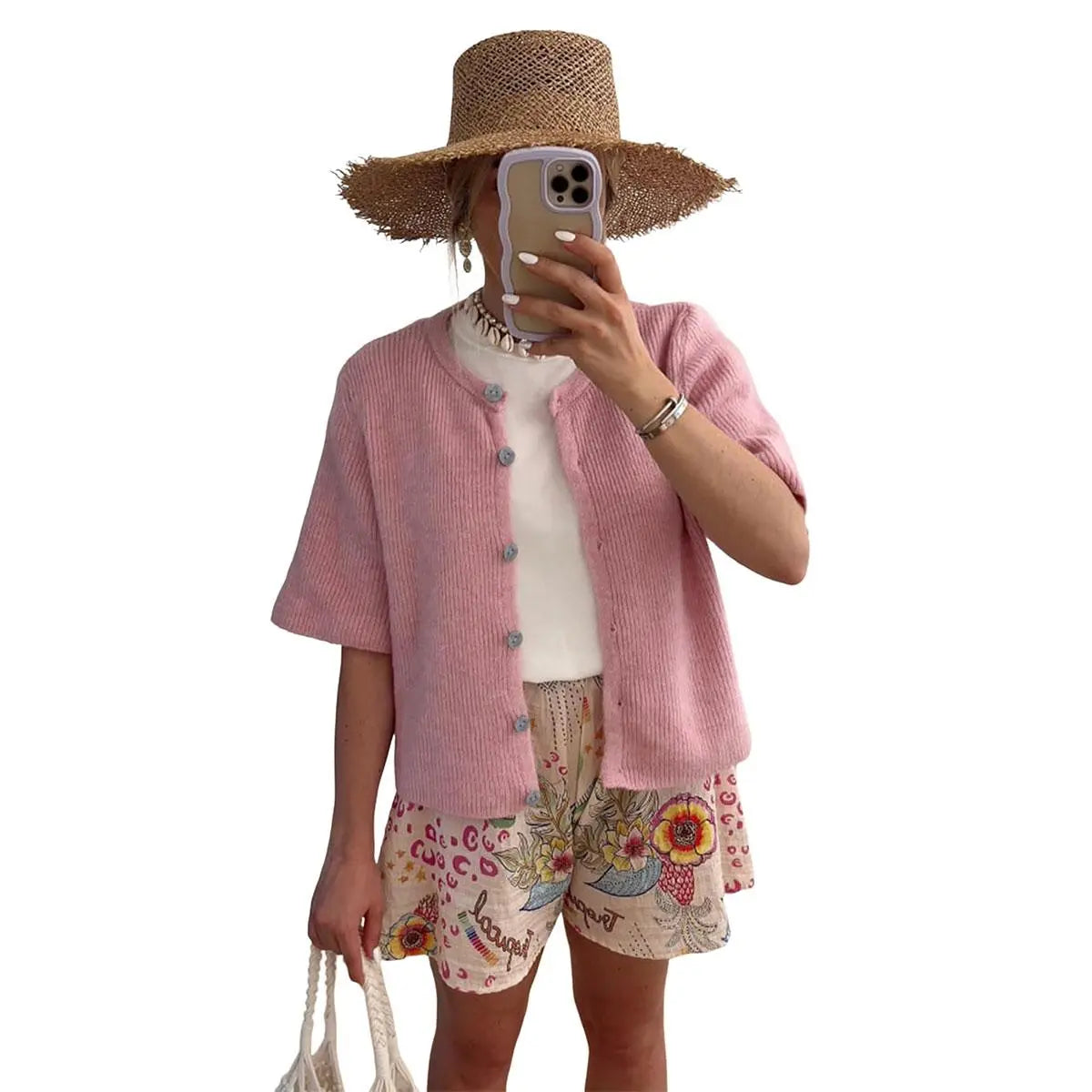 Tanming Women's Short Sleeve Cardigan Sweater - Crew Neck, Soft Ribbed Knitting Fabric, Button-Down, Fitted, Lightweight Breathable Clothes for Casual Office, Spring Summer Layering Cover Up (Women's Tops) #SpringStatements