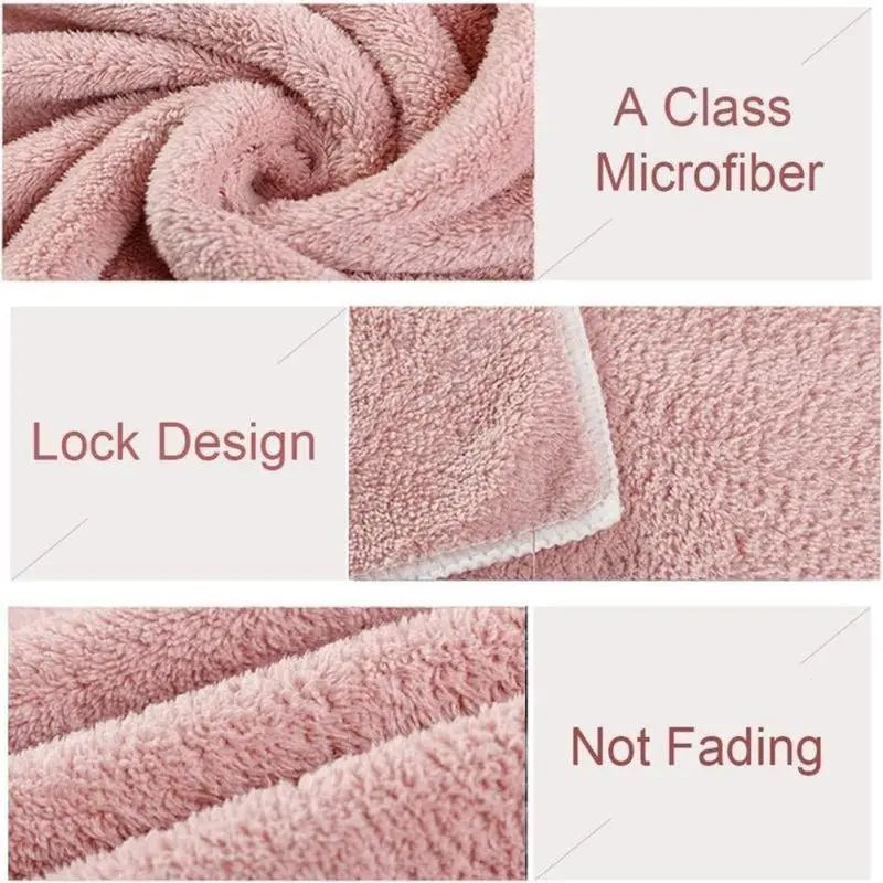 Women's 3-Piece Shiny Light Microfiber Hair Towel Caps, Super Absorbent Towel, Extra Soft, Fast Drying Plain Turban Wraps, 1 Size Fits All, Nighttime Wet Hair Use