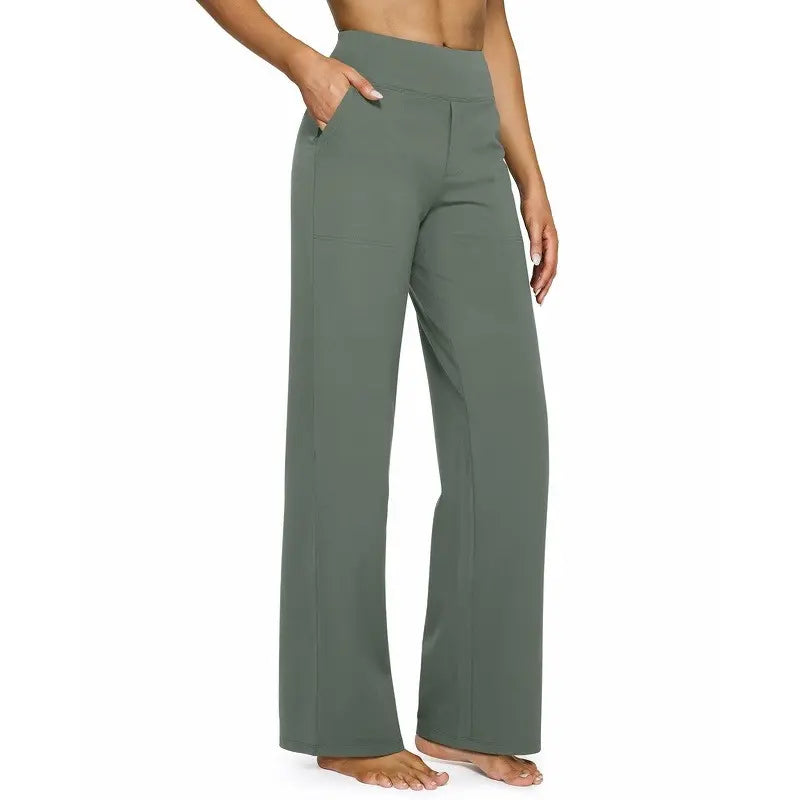 FreeG4 Loose High-Waist Business Casual Pants Yoga Pants Women Wide Leg Pants with Pockets Comfortable Athletic Sweatpants