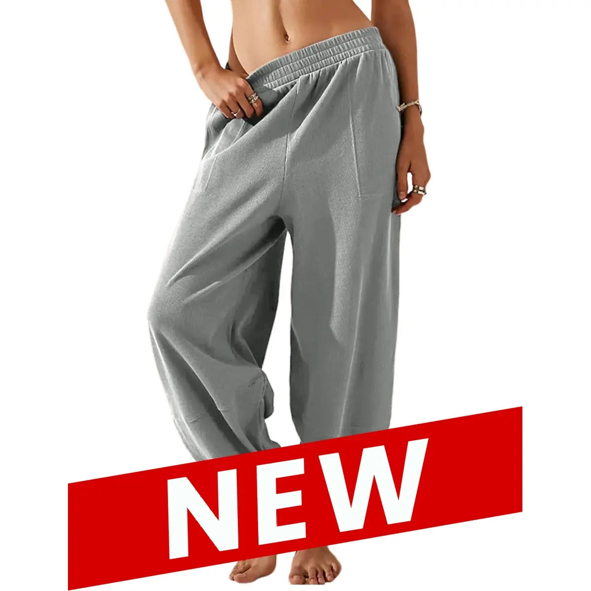 UANEO SummerVibes Women's Baggy Wideleg Pants Casual Elastic Waisted Palazzo Harem Pants with Pockets