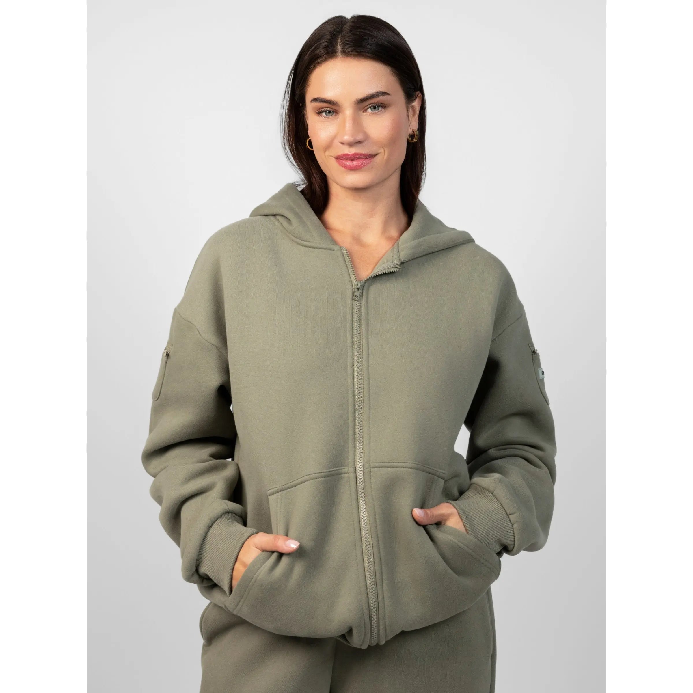 Reise-Essentials Kapuzenjacke mit Reißverschluss | Sweatshirt mit Reißverschlusstaschen für Reisen