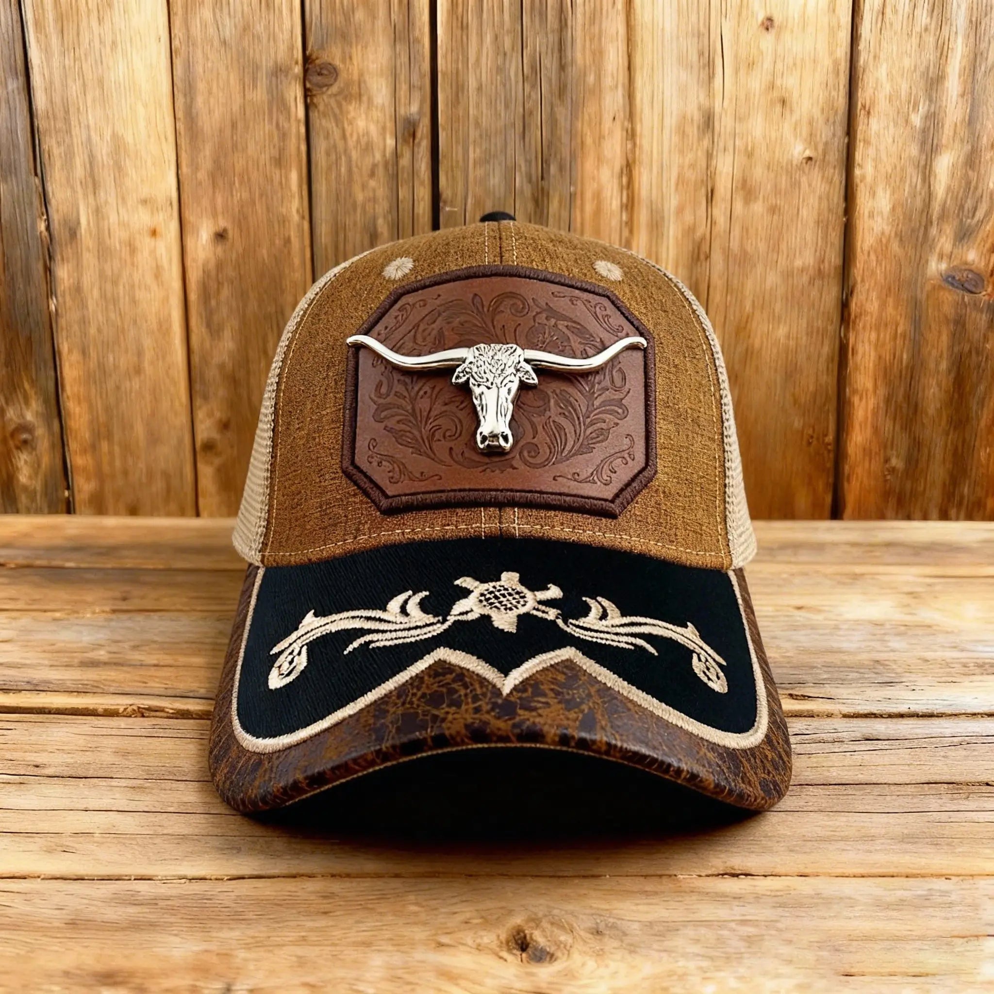 Western Trucker Hat für Herren Damen Vintage Cowboy Country Hüte mit Hufeisen-Stickerei & Snapback Passform für Western-Outfit