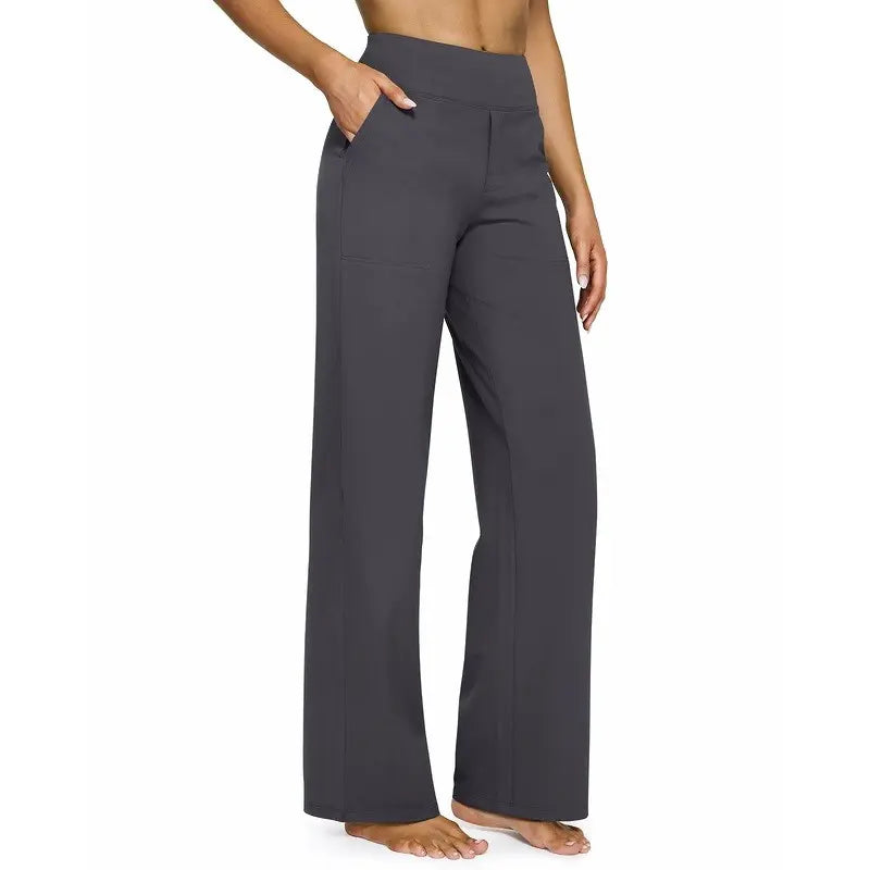 FreeG4 Loose High-Waist Business Casual Pants Yoga Pants Women Wide Leg Pants with Pockets Comfortable Athletic Sweatpants