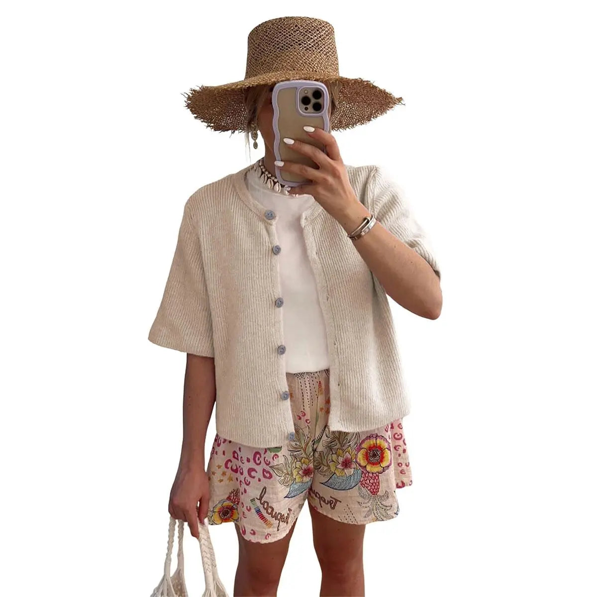 Tanming Women's Short Sleeve Cardigan Sweater - Crew Neck, Soft Ribbed Knitting Fabric, Button-Down, Fitted, Lightweight Breathable Clothes for Casual Office, Spring Summer Layering Cover Up (Women's Tops) #SpringStatements