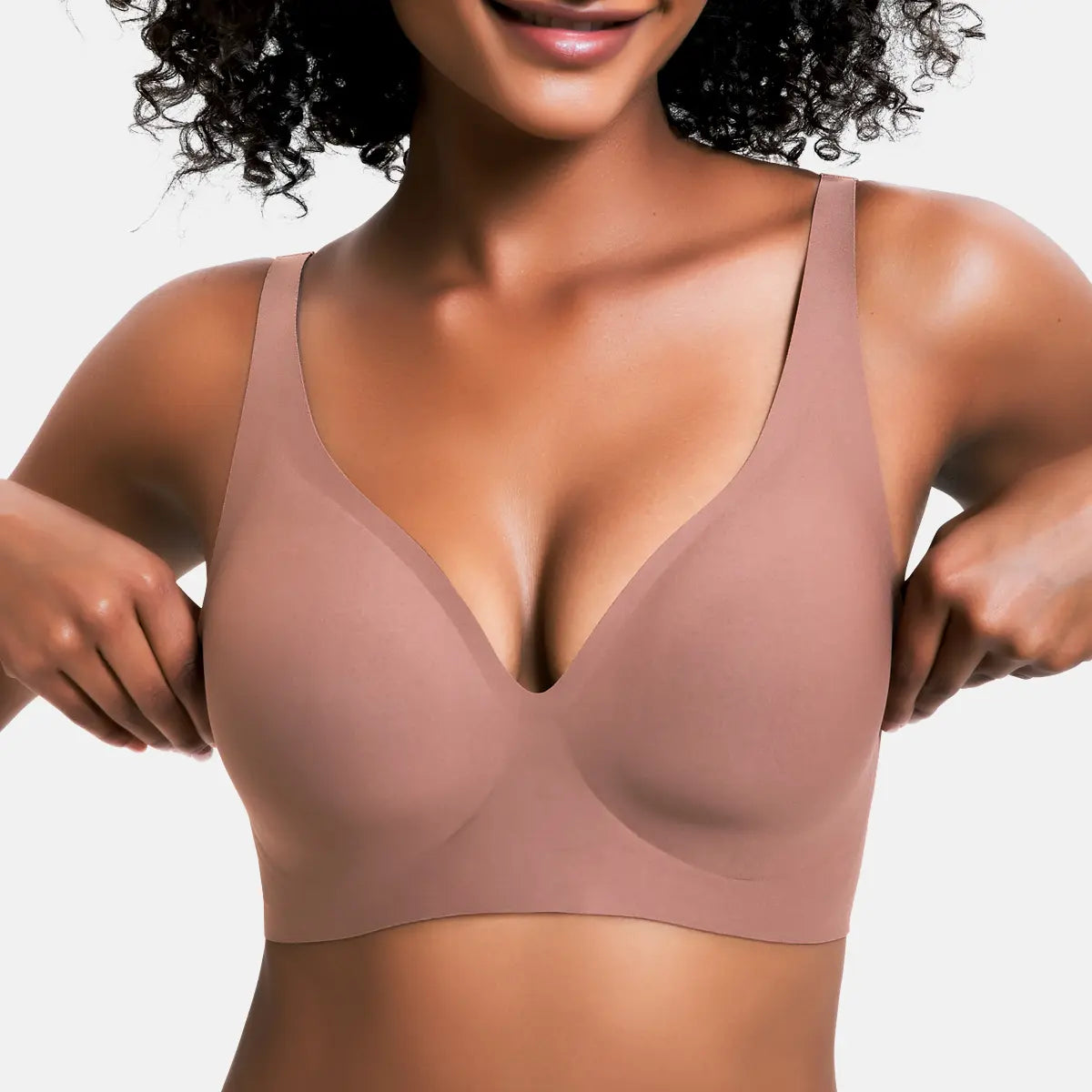 VRCOM Jelly Wireless Womens Comfortable Wireless Bras Push Up Bralettes Seamless Tshirts Bras Deep V Everyday Bras