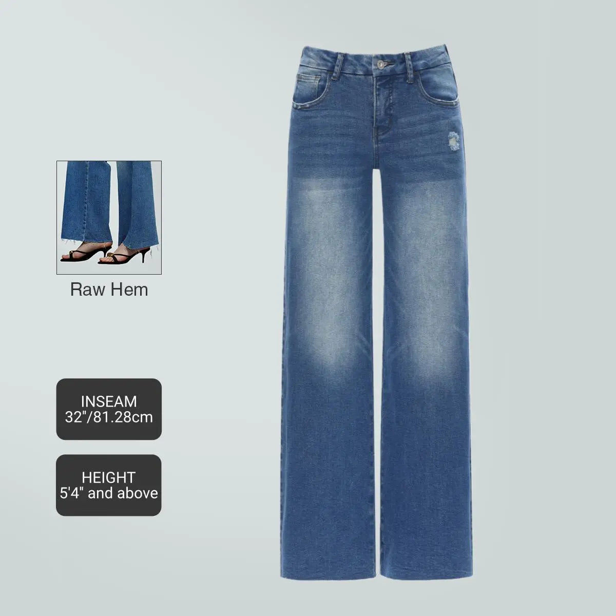 Magic SOONE Mid-low Rise Baggy Jeans Stretchy Wide Leg for Women Distressed Pants Womenswear Bottom 8001 Lady Basic Minimalist Comfortable Denim Tummy Control Curve Hugging Plus Size Regular Size BBL Spring Fashion Daily Outfits