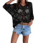 Fisoew Women's Bohemian-Inspired Beige Crochet Top with V-Neck #Springtok #summervibes Casual Chic Womenswear Lightweight costco finds this week tops women's clothes flash sale summer tops