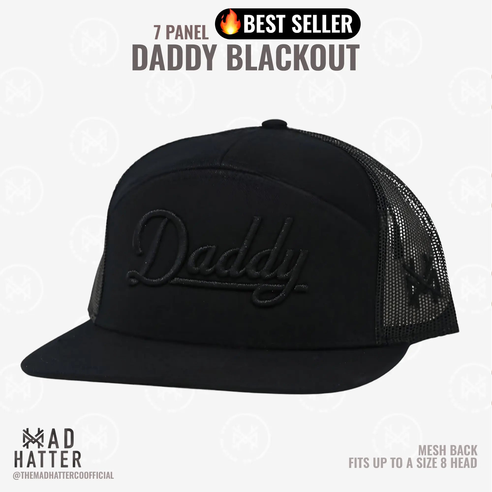 Daddy | Von The Mad Hatter Co. 3D Puff Stickerei (Bis Kopfgröße 8) Premium Herren Trucker Cap Geschenk