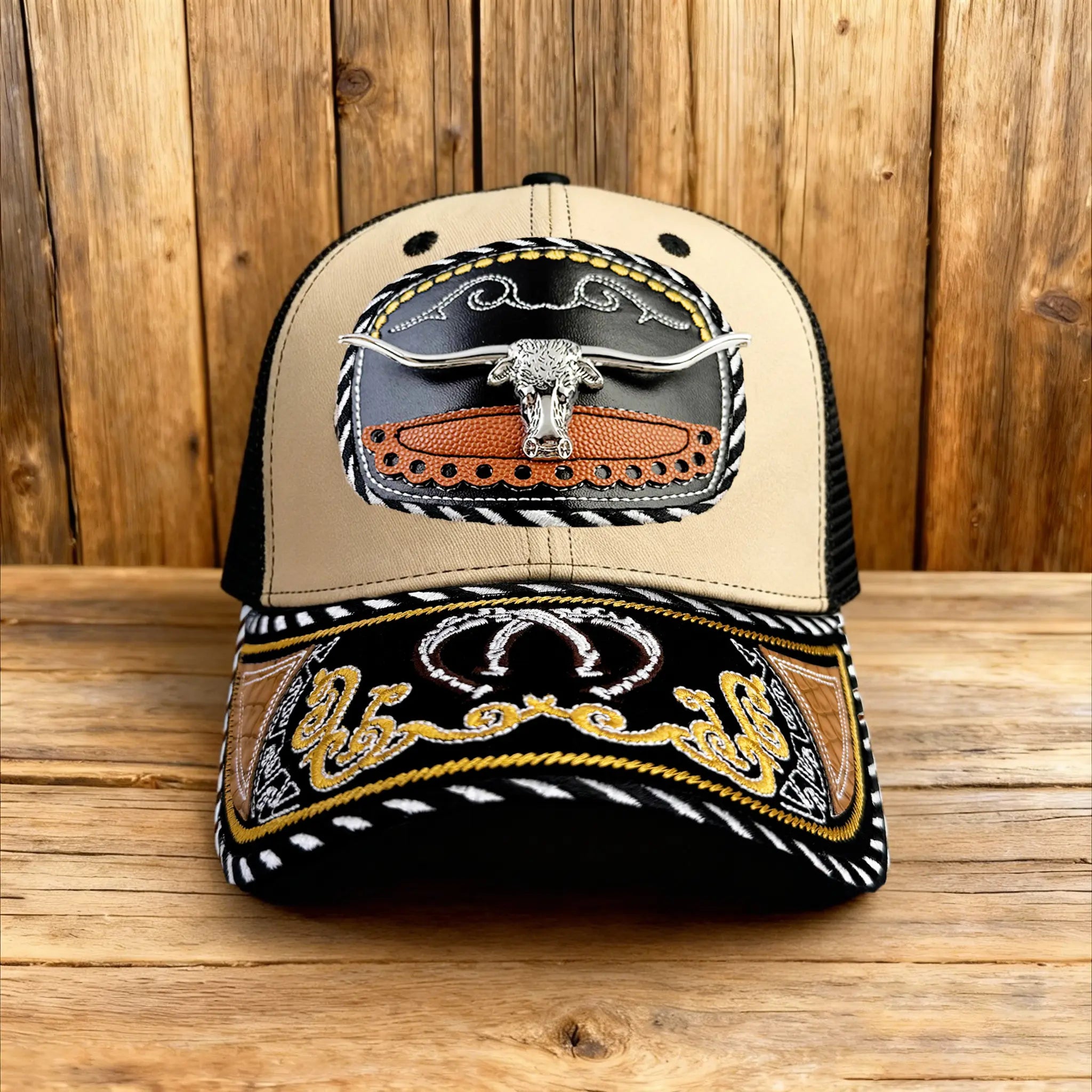 Western Trucker Hat für Herren Damen Vintage Cowboy Country Hüte mit Hufeisen-Stickerei & Snapback Passform für Western-Outfit