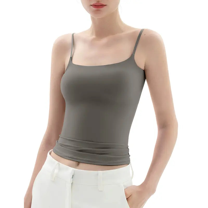 Spaghetti Strap Tank Top, Double Layer Not See-Through Cami, Buttery Soft Stretchy Top, Minimal Chic Essential summerwins