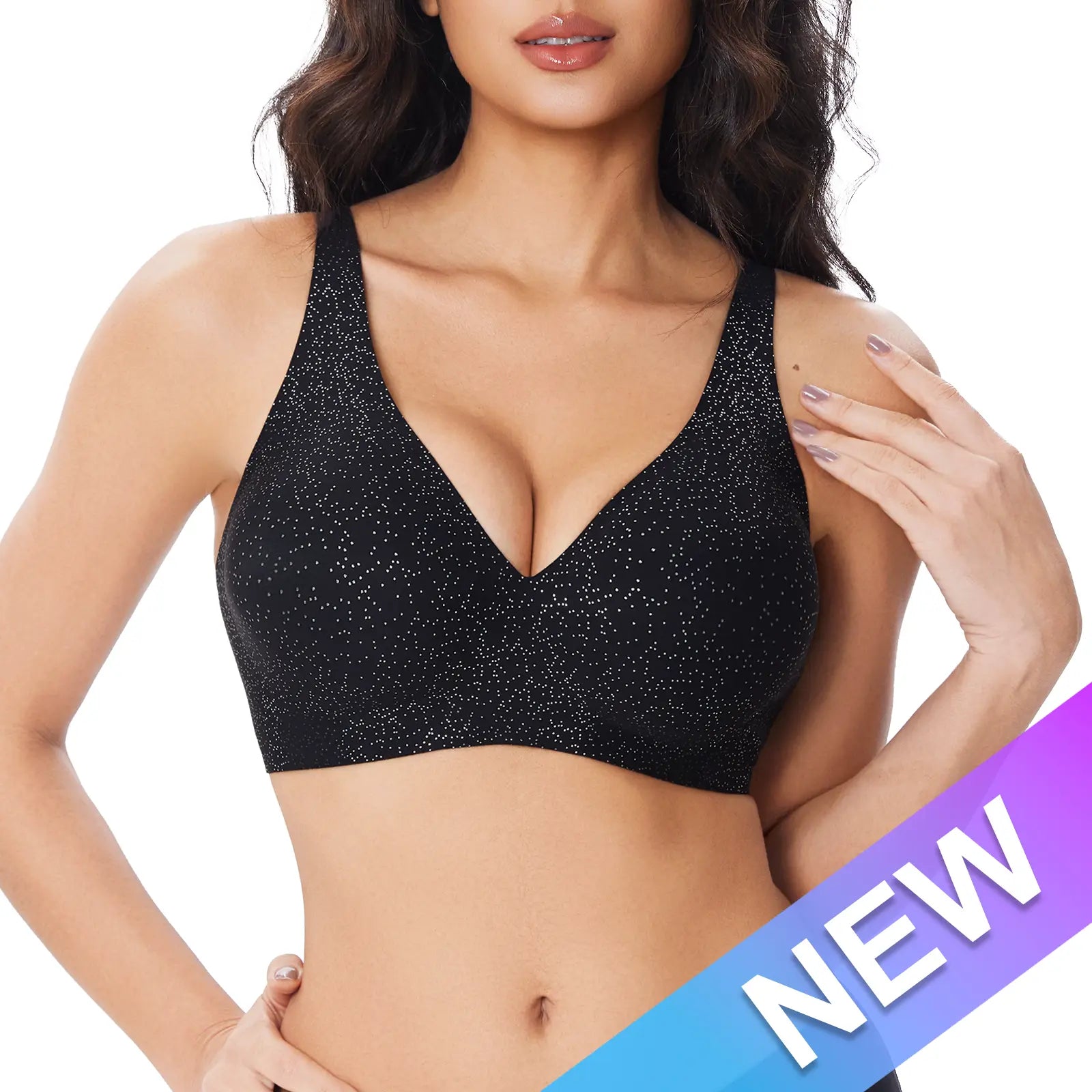 VRCOM Jelly Wireless Womens Comfortable Wireless Bras Push Up Bralettes Seamless Tshirts Bras Deep V Everyday Bras