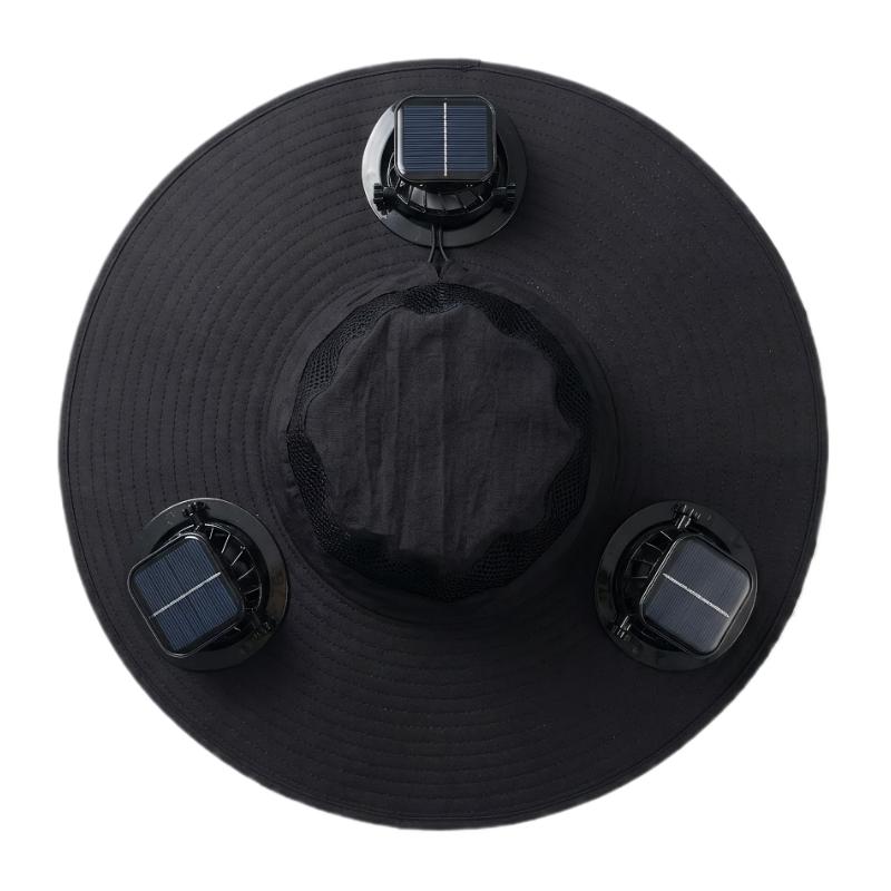 2026 New Three Solar Fan Outdoor Cooling Fan Hat — Sun Protection Hat with Solar Fan,Three-Power Rechargeable Fan