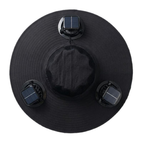 2026 New Three Solar Fan Outdoor Cooling Fan Hat — Sun Protection Hat with Solar Fan,Three-Power Rechargeable Fan
