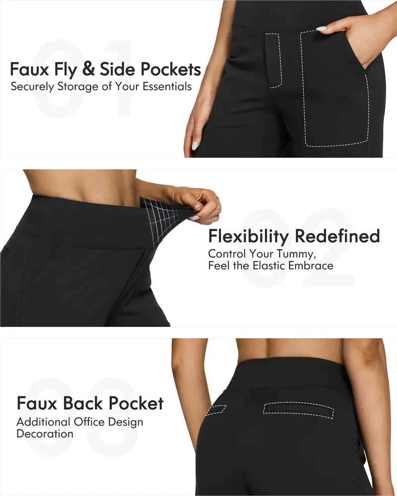 FreeG4 Loose High-Waist Business Casual Pants Yoga Pants Women Wide Leg Pants with Pockets Comfortable Athletic Sweatpants