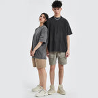 MoonYi 3 Pack Women's Oversized T Shirts Acid Wash Cotton Crew Neck Half Short Sleeve Summer Unisex Tees Casual Loose Fit Solid Streetwear Comfortable Tops Basic Womenswear Plain Tshirt