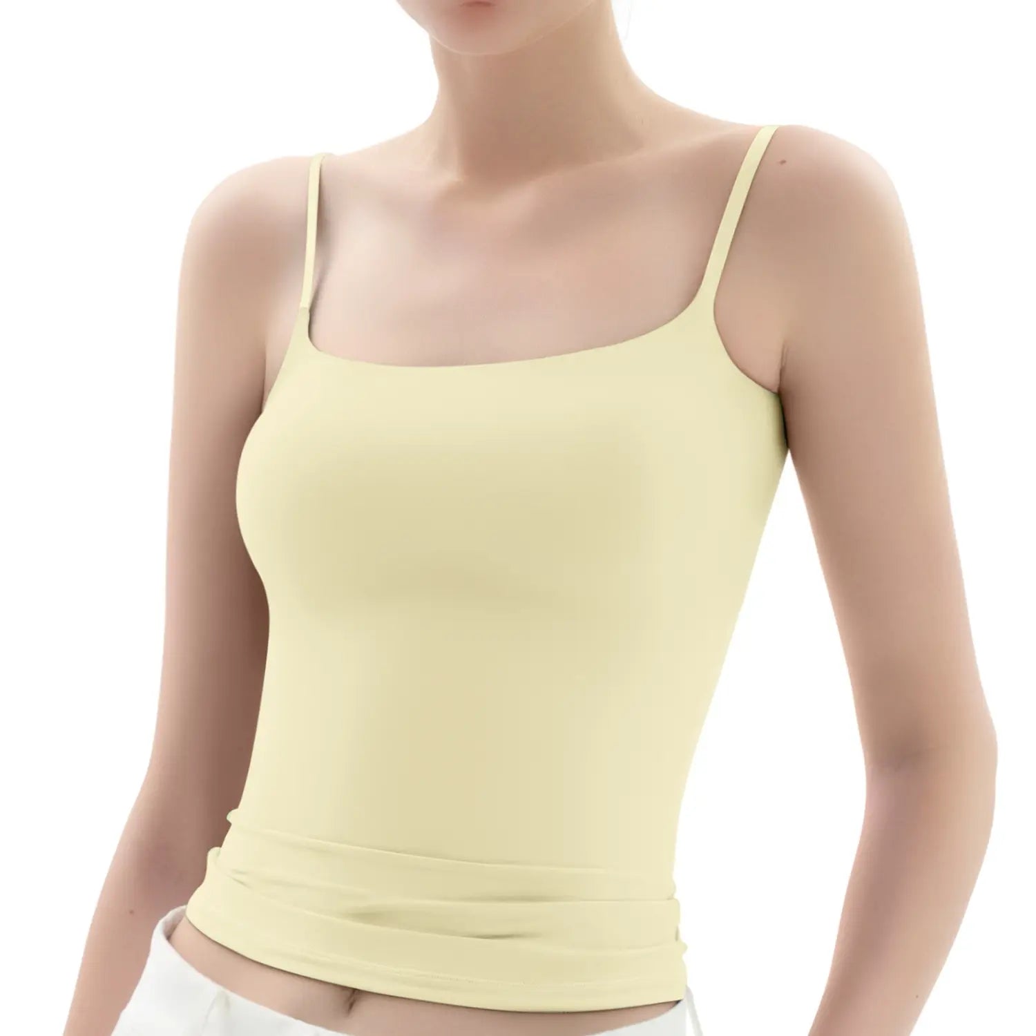Spaghetti Strap Tank Top, Double Layer Not See-Through Cami, Buttery Soft Stretchy Top, Minimal Chic Essential summerwins