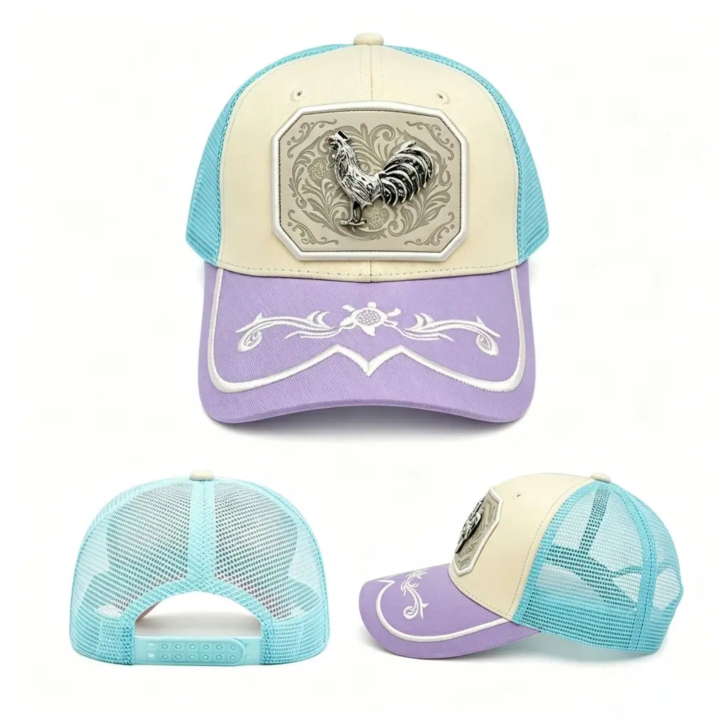 Western Trucker Hat für Herren Damen Vintage Cowboy Country Hüte mit Hufeisen-Stickerei & Snapback Passform für Western-Outfit