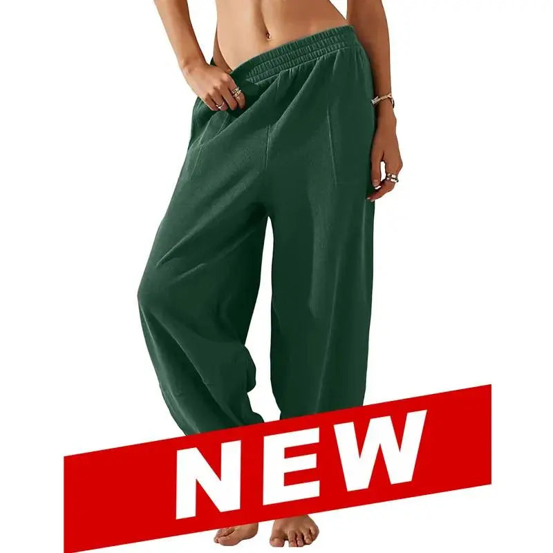 UANEO SummerVibes Women's Baggy Wideleg Pants Casual Elastic Waisted Palazzo Harem Pants with Pockets