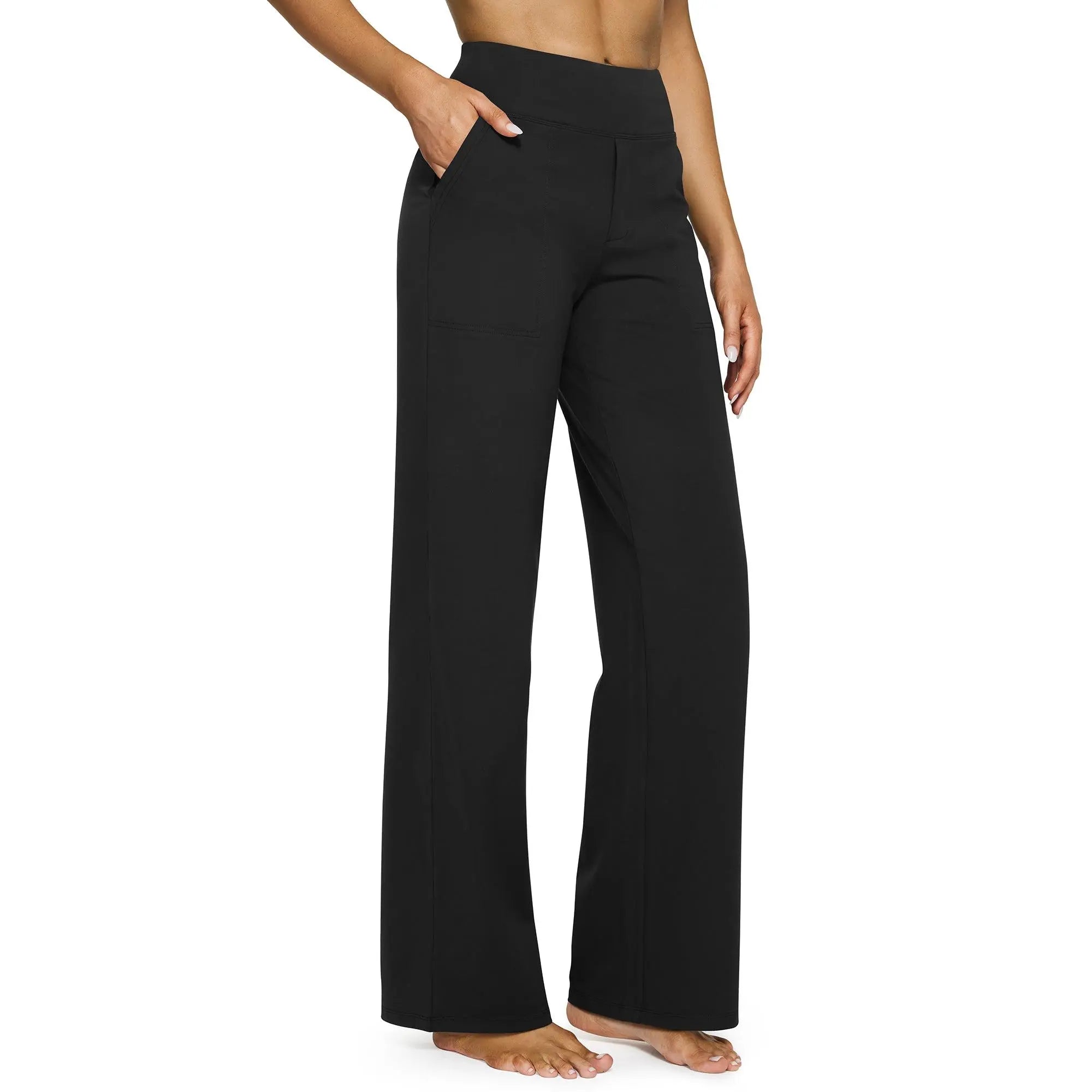 FreeG4 Loose High-Waist Business Casual Pants Yoga Pants Women Wide Leg Pants with Pockets Comfortable Athletic Sweatpants