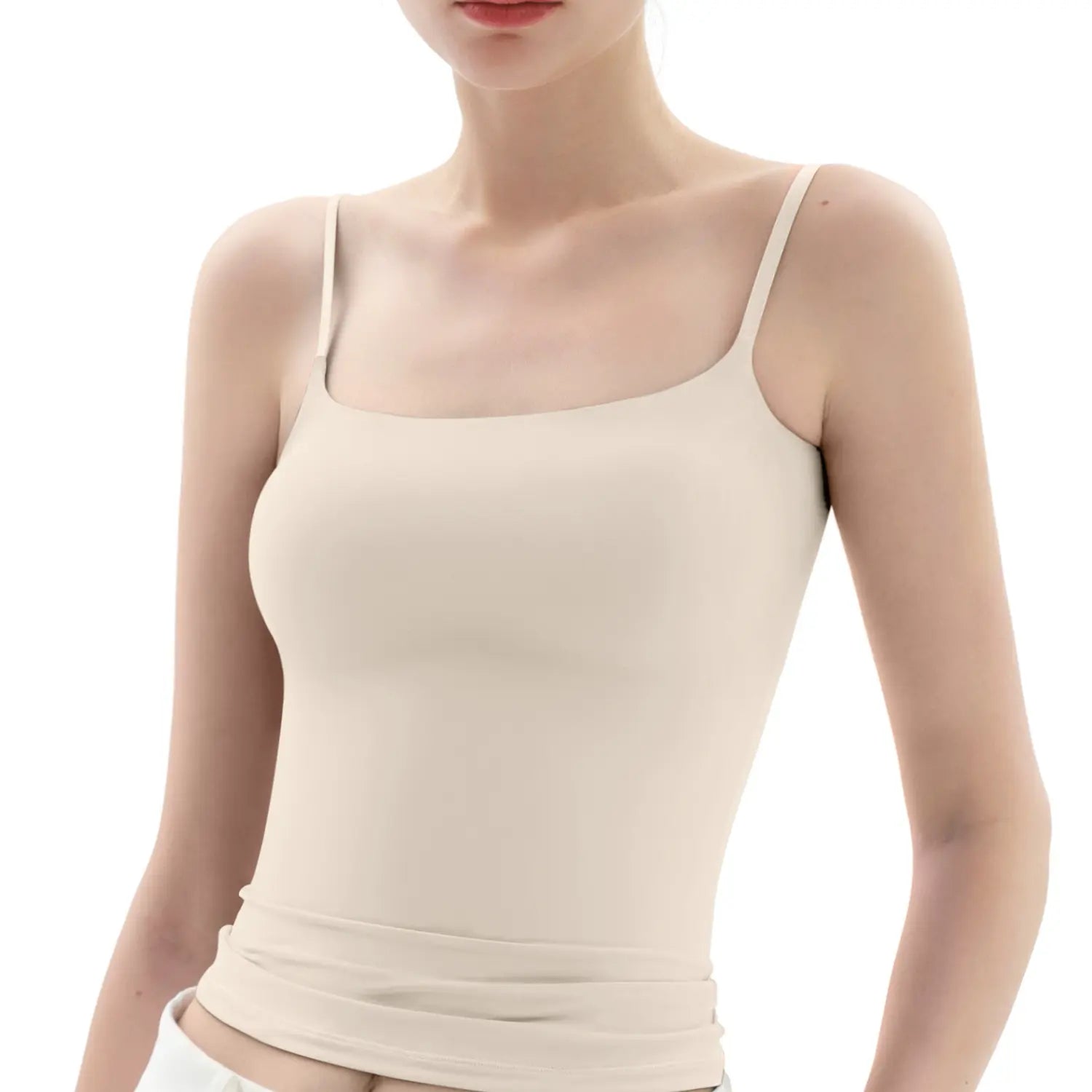 Spaghetti Strap Tank Top, Double Layer Not See-Through Cami, Buttery Soft Stretchy Top, Minimal Chic Essential summerwins