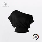 Women Off Shoulder Crop Top, Soft Stretchy Slim Fit Short Sleeve Shirt, One Shoulder Casual Fashion Tee, Flattering Waist Fitted Top for Streetwear, Y2K Style, Daily Wear, Going Out, Party & Summer Outfit KBY0024