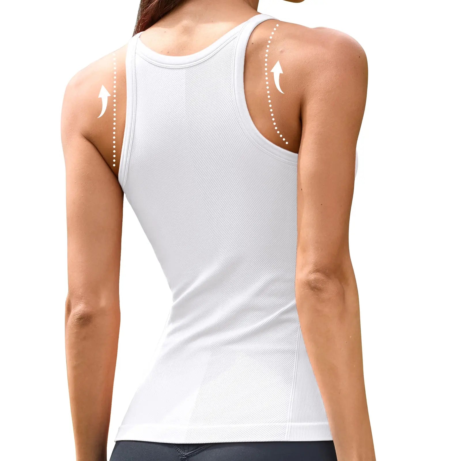 Women Workout Tank Tops with Built in Bra Basic Ribbed Tank Top Crew Neck Racerback Athletic Camisole Seamless summerwins