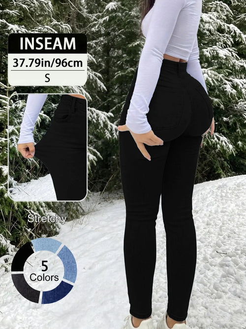 Elegante High-Waist Skinny Jeans für Damen, High Rise Jeans, Damenbekleidung, Vielseitig für alle Jahreszeiten, Schlankmachende Passform, Stilvolle schicke Freizeithose, Basic, Denim Skinnies, Helle Waschung