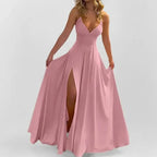2026 spring new women's clothing, European and American cross-border suspender dress, fashionable and sexy split-ended solid color dress Sports and Outdoors