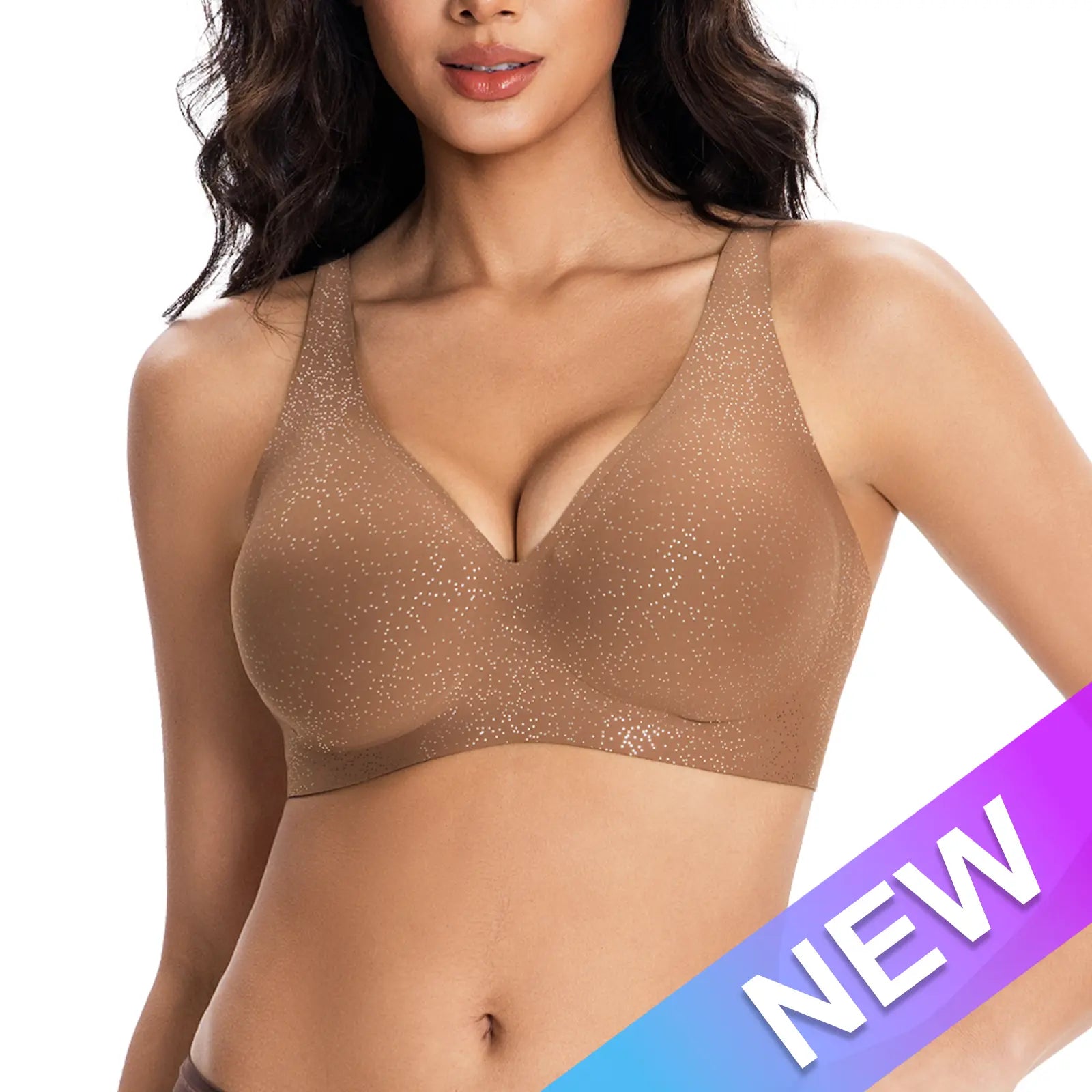 VRCOM Jelly Wireless Womens Comfortable Wireless Bras Push Up Bralettes Seamless Tshirts Bras Deep V Everyday Bras