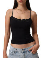 Starrylion Padded Lace Cami Top Double Lined Sexy Tank Top Spaghetti Strap Club Party Shirt