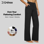 FreeG4 Loose High-Waist Business Casual Pants Yoga Pants Women Wide Leg Pants with Pockets Comfortable Athletic Sweatpants