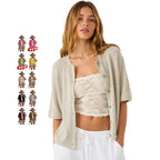 Tanming Women's Short Sleeve Cardigan Sweater - Crew Neck, Soft Ribbed Knitting Fabric, Button-Down, Fitted, Lightweight Breathable Clothes for Casual Office, Spring Summer Layering Cover Up (Women's Tops) #SpringStatements