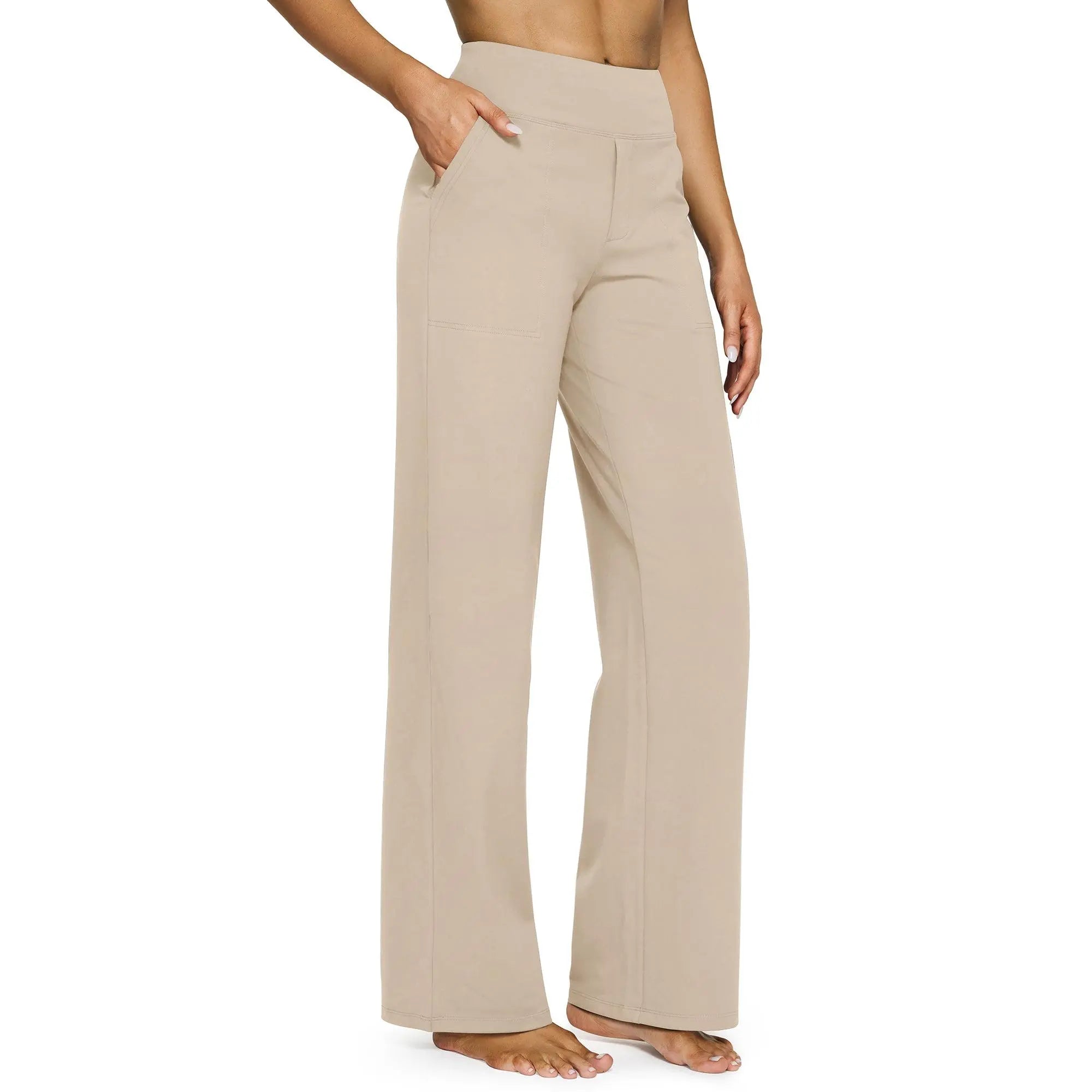 FreeG4 Loose High-Waist Business Casual Pants Yoga Pants Women Wide Leg Pants with Pockets Comfortable Athletic Sweatpants