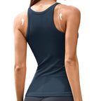 Women Workout Tank Tops with Built in Bra Basic Ribbed Tank Top Crew Neck Racerback Athletic Camisole Seamless summerwins