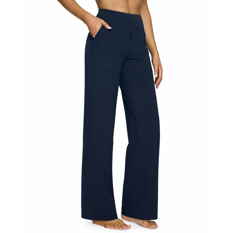 FreeG4 Loose High-Waist Business Casual Pants Yoga Pants Women Wide Leg Pants with Pockets Comfortable Athletic Sweatpants