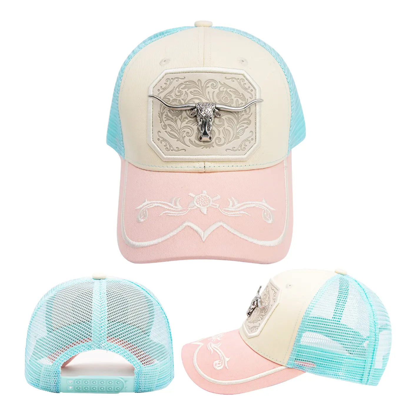 Western Trucker Hat für Herren Damen Vintage Cowboy Country Hüte mit Hufeisen-Stickerei & Snapback Passform für Western-Outfit