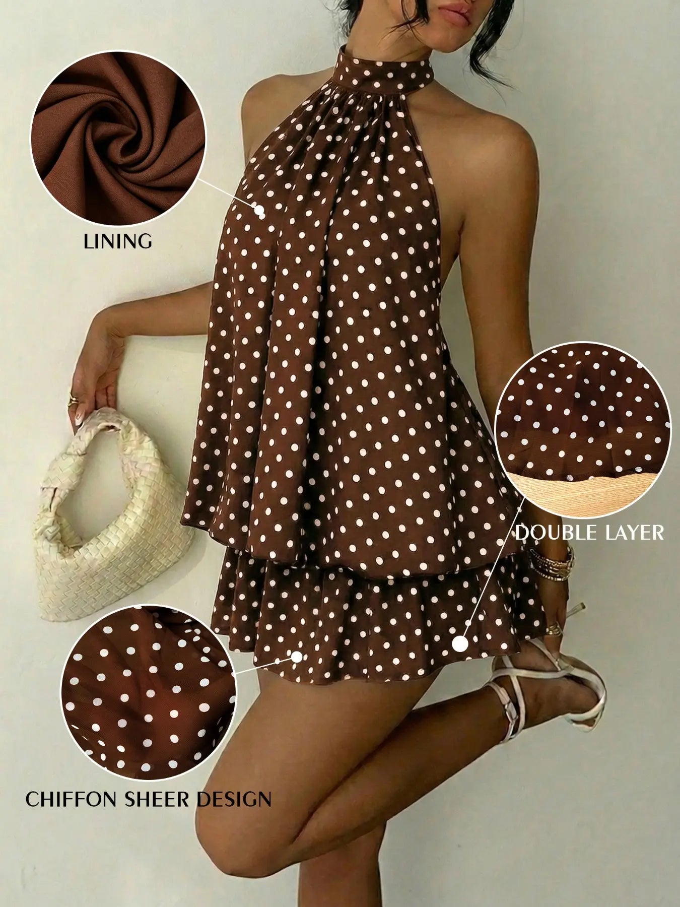 Women's Summer Fashion Party Halter Neck Tie Back Mini Dress, Slim-Fitting Casual Chic Elegant Short Sleeveless Dress for Home Outdoor City Style Elegant Dresses