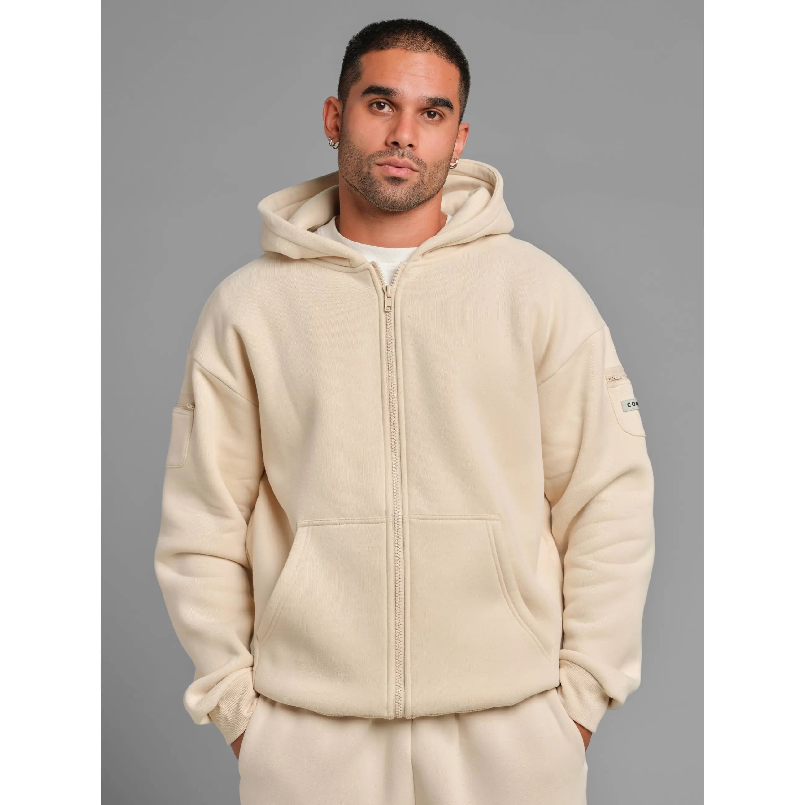 Reise-Essentials Kapuzenjacke mit Reißverschluss | Sweatshirt mit Reißverschlusstaschen für Reisen