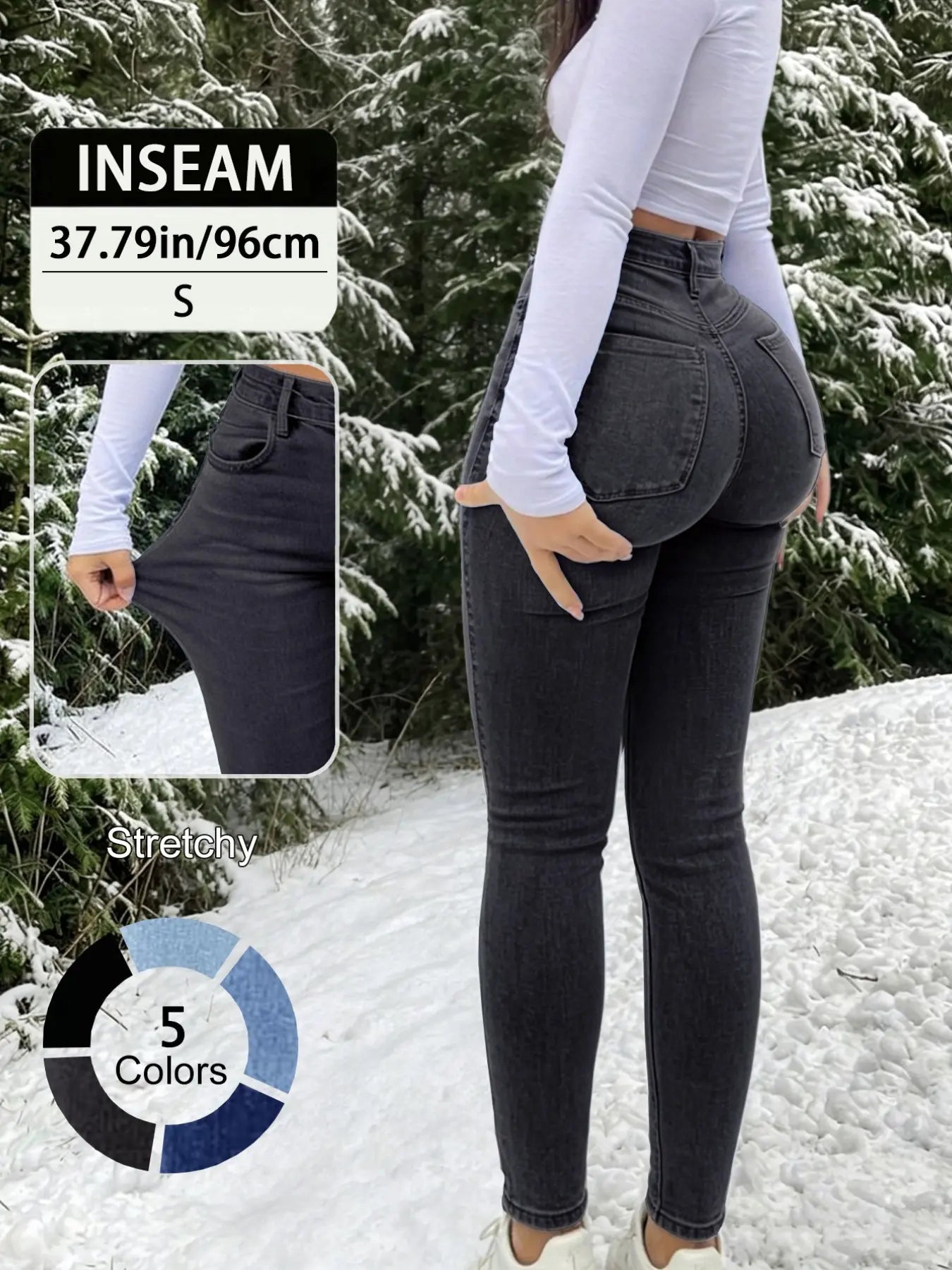 Elegant High Waist Long Skinny Denim Jeans for Women, High Rise Jeans, Womenswear, Versatile Four Seasons Wear, Slimming Fit, Stylish Chic Casual Pants, Trouser, Basic, Denim Skinnies, Light Wash Jeans