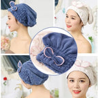 Women's 3-Piece Shiny Light Microfiber Hair Towel Caps, Super Absorbent Towel, Extra Soft, Fast Drying Plain Turban Wraps, 1 Size Fits All, Nighttime Wet Hair Use