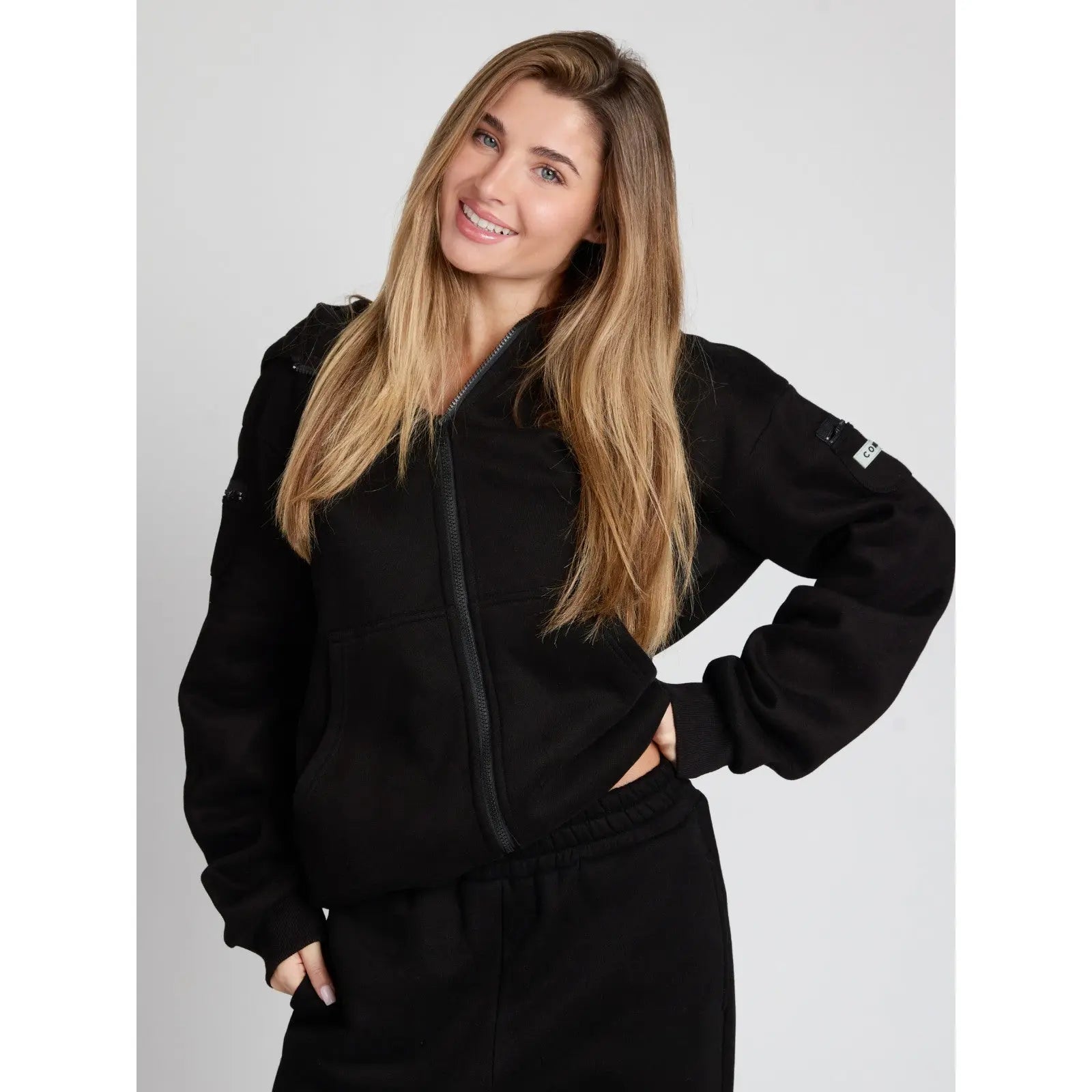 Reise-Essentials Kapuzenjacke mit Reißverschluss | Sweatshirt mit Reißverschlusstaschen für Reisen